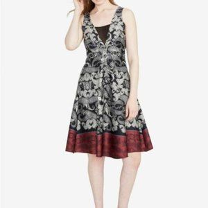 RACHEL Rachel Roy Mesh V Neck Paisley Dress